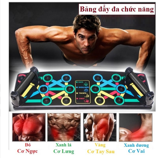 Dụng cụ Hít Đất đa năng Push Up, Bộ dụng cụ chống đẩy cao cấp, Tập cơ ngực vai, tập gym tại nhà có vạch kẻ hướng dẫn