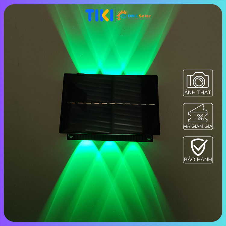 Đèn hắt tường 2 đầu năng lượng mặt trời 7 màu giá rẻ HT07-RGB