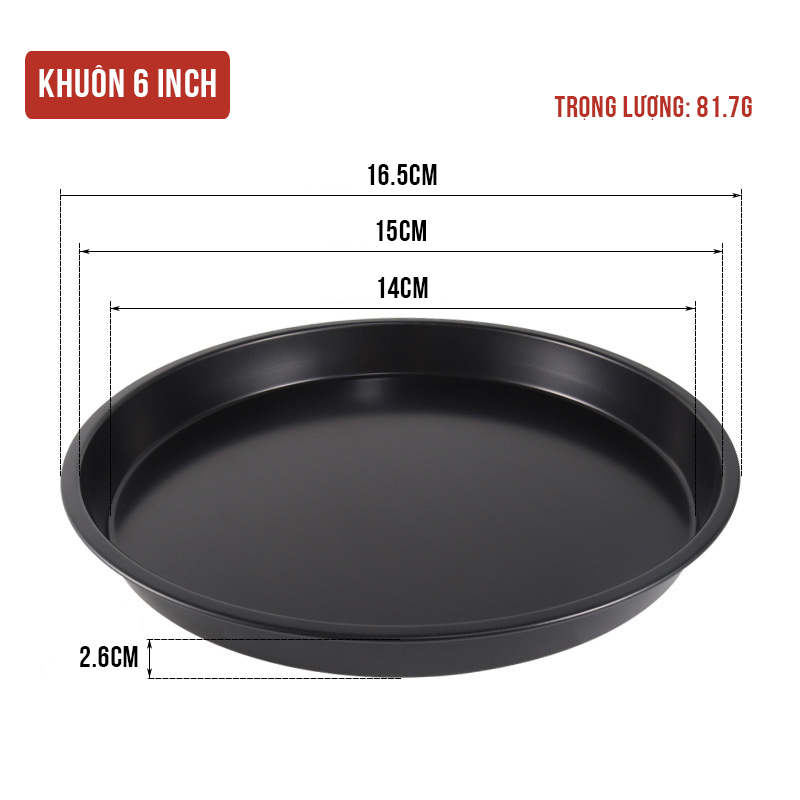 Khuôn Pizza Chống Dính Cao Cấp Khuôn Làm Bánh Hình Tròn Thép Carbon 6, 7, 8, 9 Inch Đa Năng Tiện Lợi