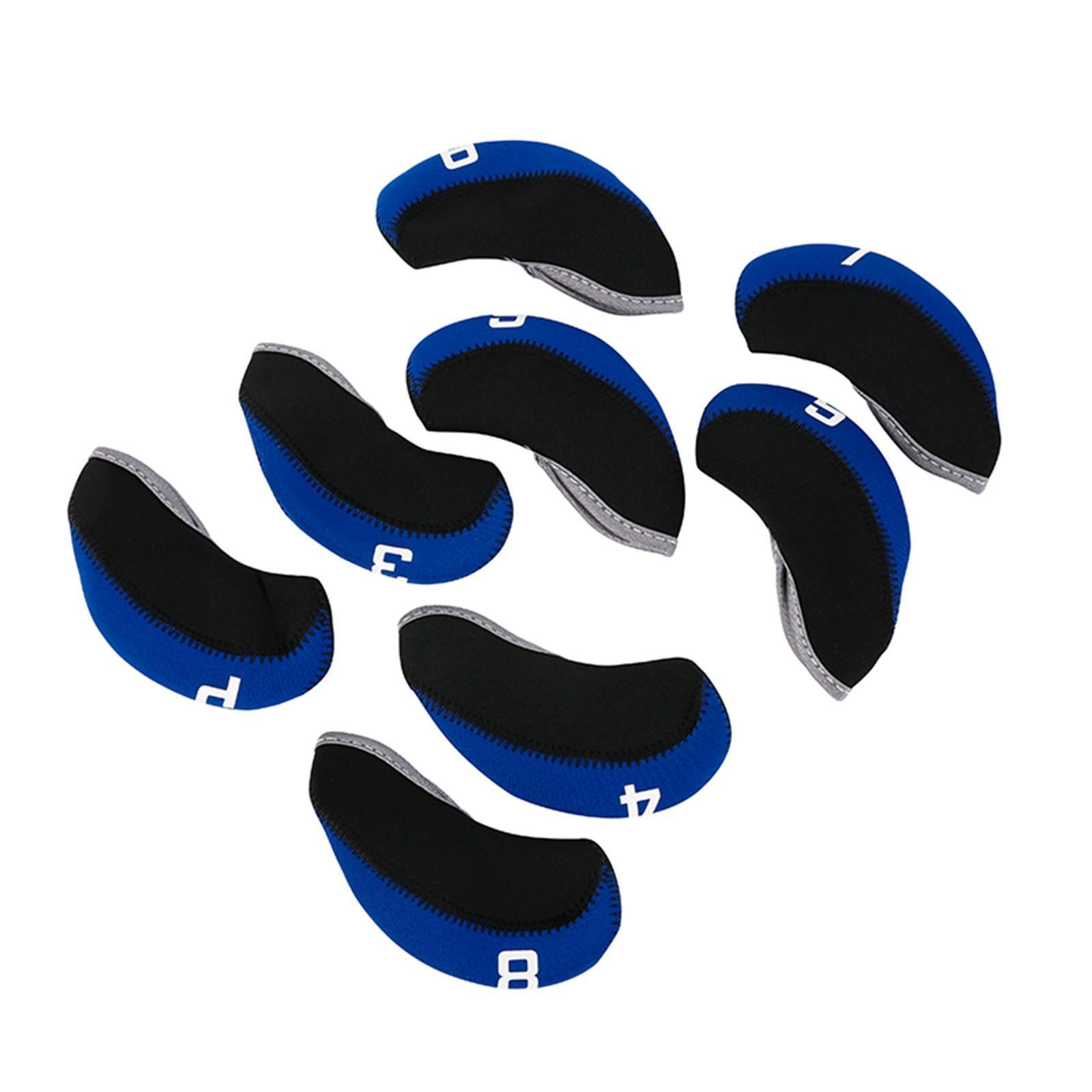 11Pcs Golf Iron Head Covers Neoprene Headcovers Protective Covers Blue Black