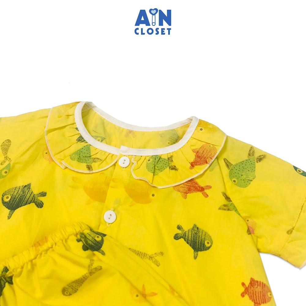 Bộ quần áo lửng bé gái họa tiết Baby shark nền vàng cotton - AICDBG2TR9QL - AIN Closet