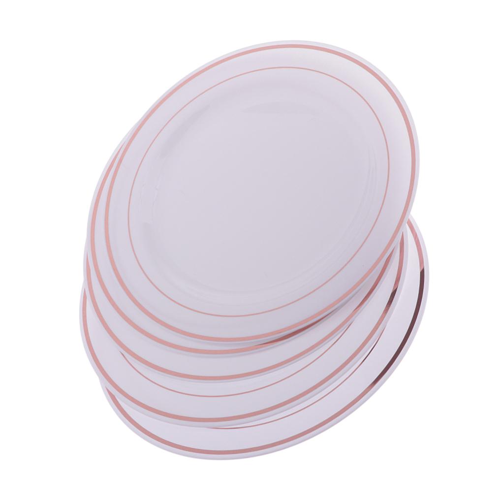 5Pcs Disposable Plastic Dinner Plates Tableware Round Dish 225mm