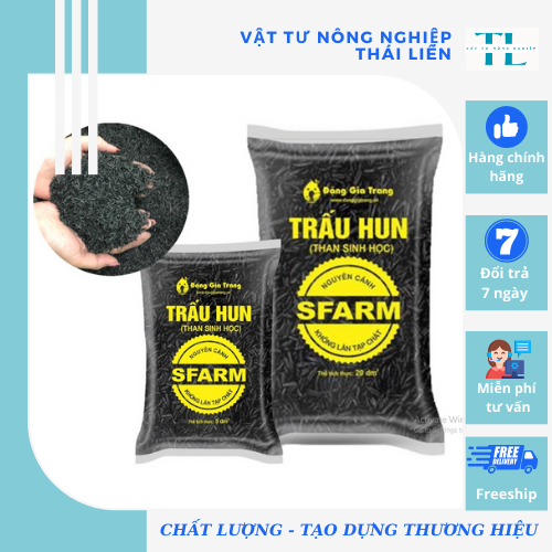 Trấu Hun Sfarm Đặng Gia Trang - Nhẹ, Sạch, Tơi Xốp, Giữ Ẩm Tốt - Key: Hạt Giống, Đất sạch, Phân Bón, Hữu Cơ, Xơ Dừa