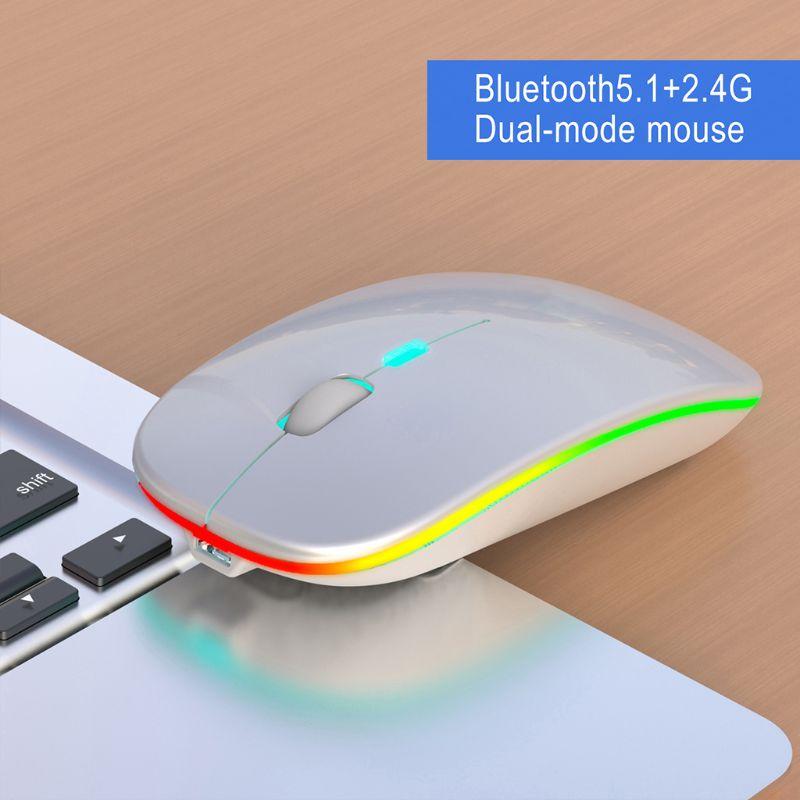 Chuột Không Dây 2.4GHz Bluetooth 5.1 Hai Chế Độ Tắt Tiếng Quang Ga Mi Ng Mi Ce Cho Macbook Air Cho Tiểu-Mi Macbook Pro