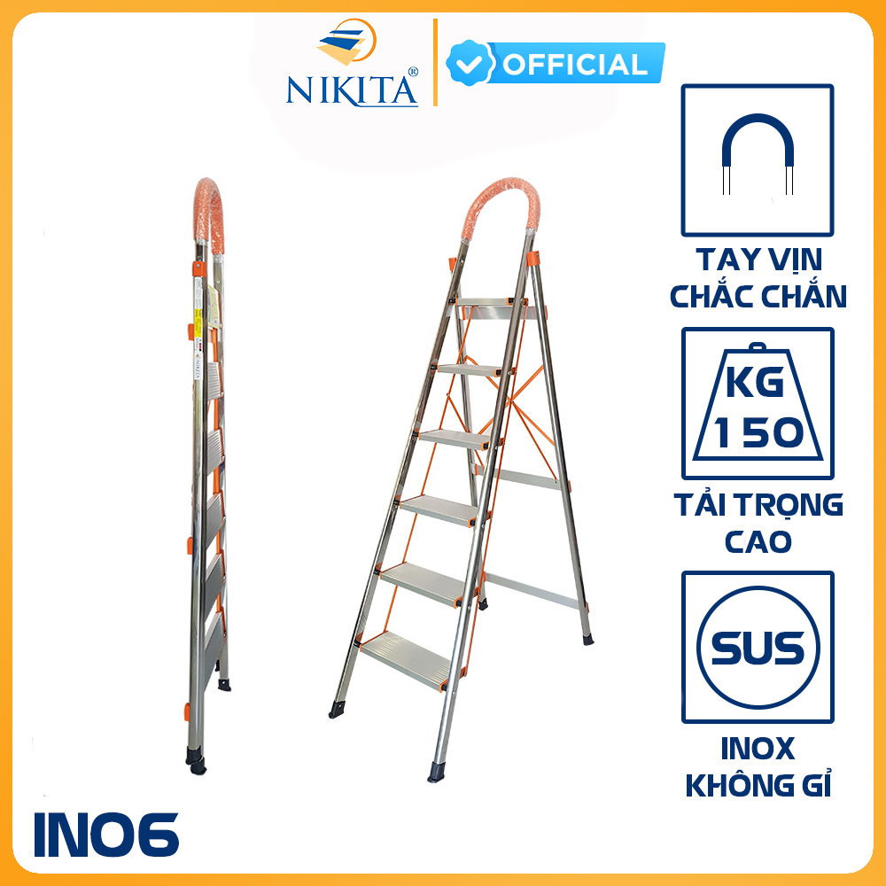 Thang nhôm tay vịn khung INOX Nikita NKT-IN6