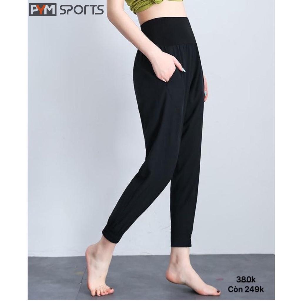 Quần Jogger gió PYMSPORT - PYMJ007 Tập Gym Yoga Zumba Thoáng Mát, Dáng Rộng, 3 màu hồng, đen, ghi