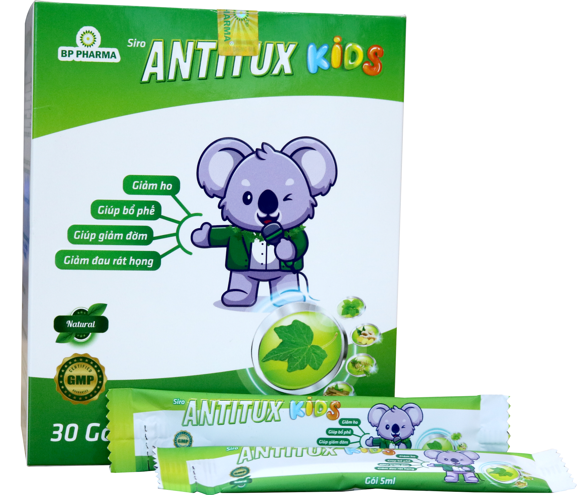 Siro ANTITUX KIDS Hỗ Trợ Giúp Bổ Phế, Đờm, Đau Rát Họng, Khản Tiếng Do Viêm Họng Và Viêm Phế Quản (Hộp 30 Gói x 5ml)