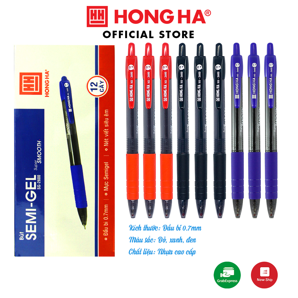 Bút Semi Gel Hồng Hà 2600 Ngòi 0.7mm Siêu Êm