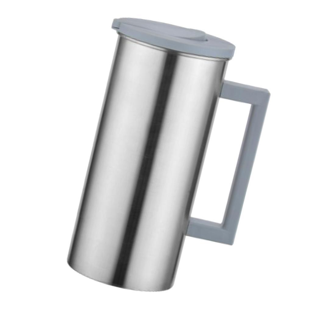 Pack of 2, Stainless Steel 1.8L Water Pitcher Grey Juice Jug Cafe Serving