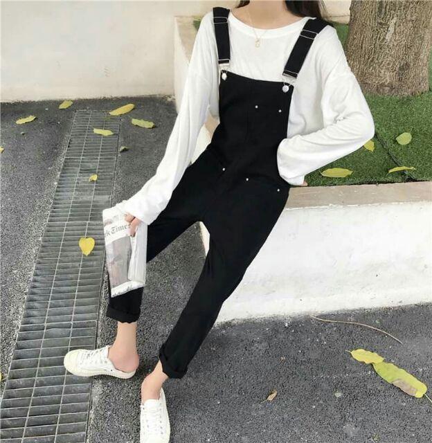 Quần yếm jeans đen