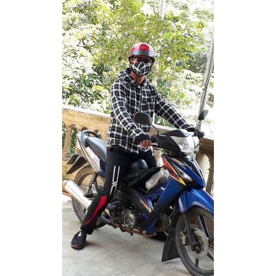 Áo chống nắng nam kẻ thô 2 lớp dày đẹp