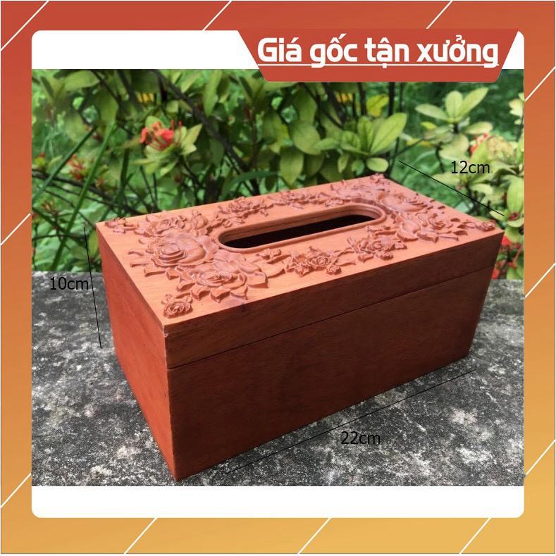Hộp Đựng Giấy Ăn Gỗ Hương Điêu Khắc LOẠI VIP KHỔ GIẤY CHỮ NHẬT
