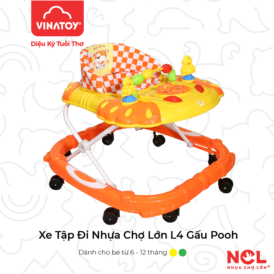 Xe Tập Đi Nhựa Chợ Lớn L4 Gấu Pooh (Không Nhạc) - Dành Cho Bé Từ 6 - 12 Tháng - M1531A-XTĐ - Giao màu ngẫu nhiên