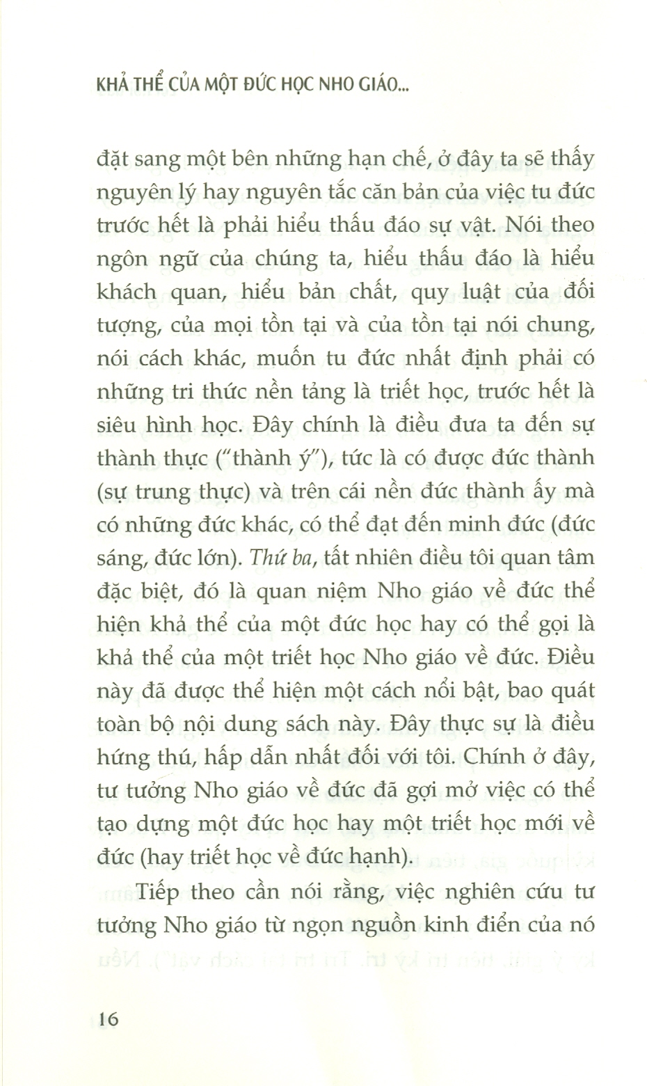 Khả Thể Của Một Đức Học Nho Giáo Trong Sách Tứ Thư