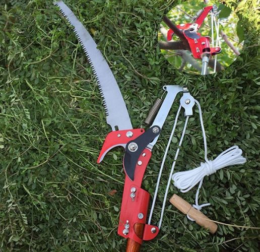 Bộ Kéo + Cưa Cắt Cành Trên Cao Có Dây Rút Chuyên Dụng - Lưỡi Hợp Kim SK5 Cao Cấp