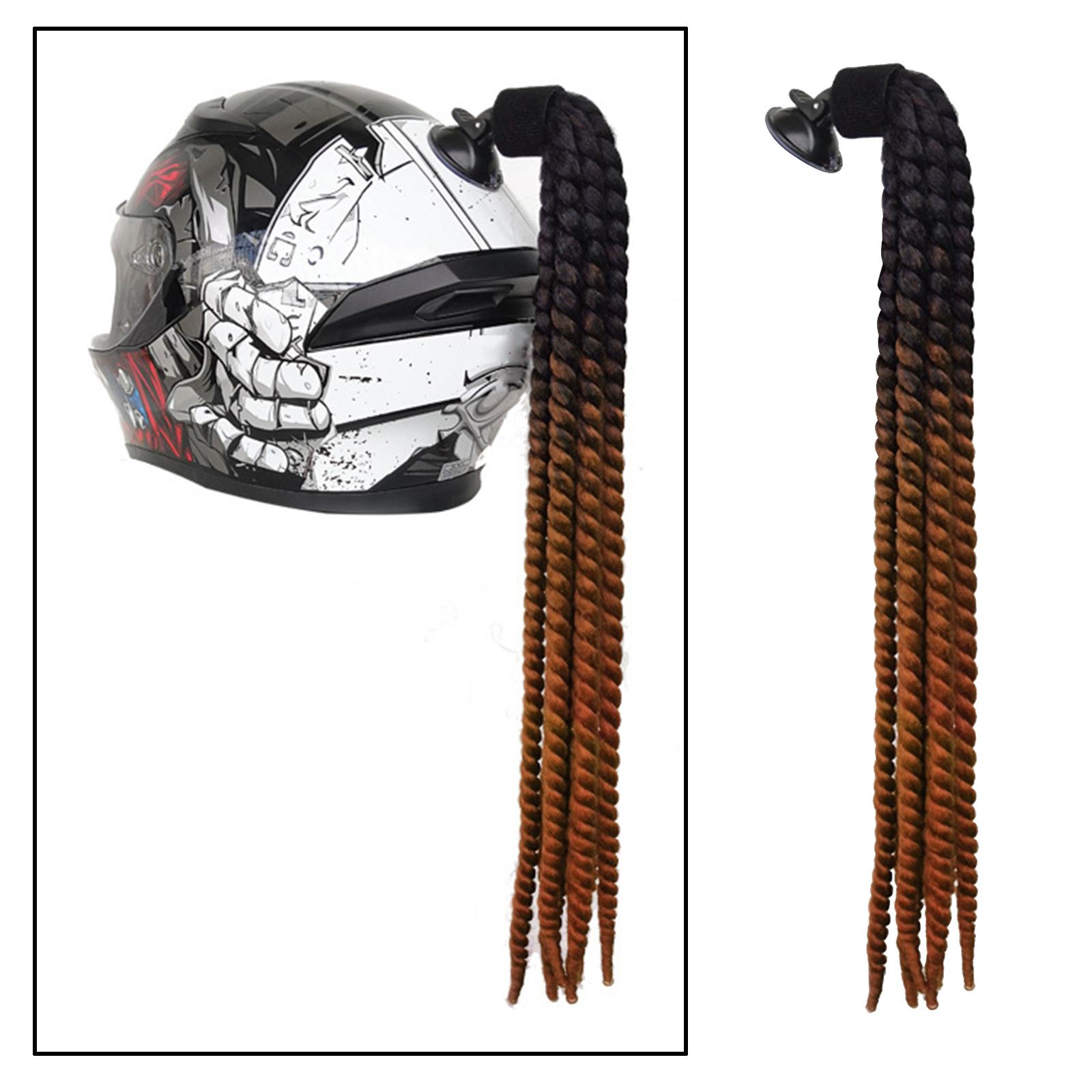 Helmet Pigtails Gradient Ramp Helmet Braids Ponytail Helmet Hair for Motorbike Motorcycle Helmet Braids Hair Tails