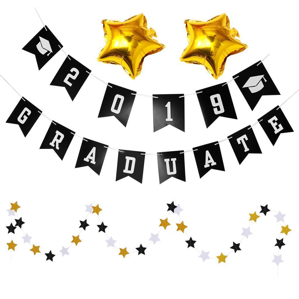 Paper Bunting Banner 2019 Congrats Grad Sign Graduation Party Hanging Garland