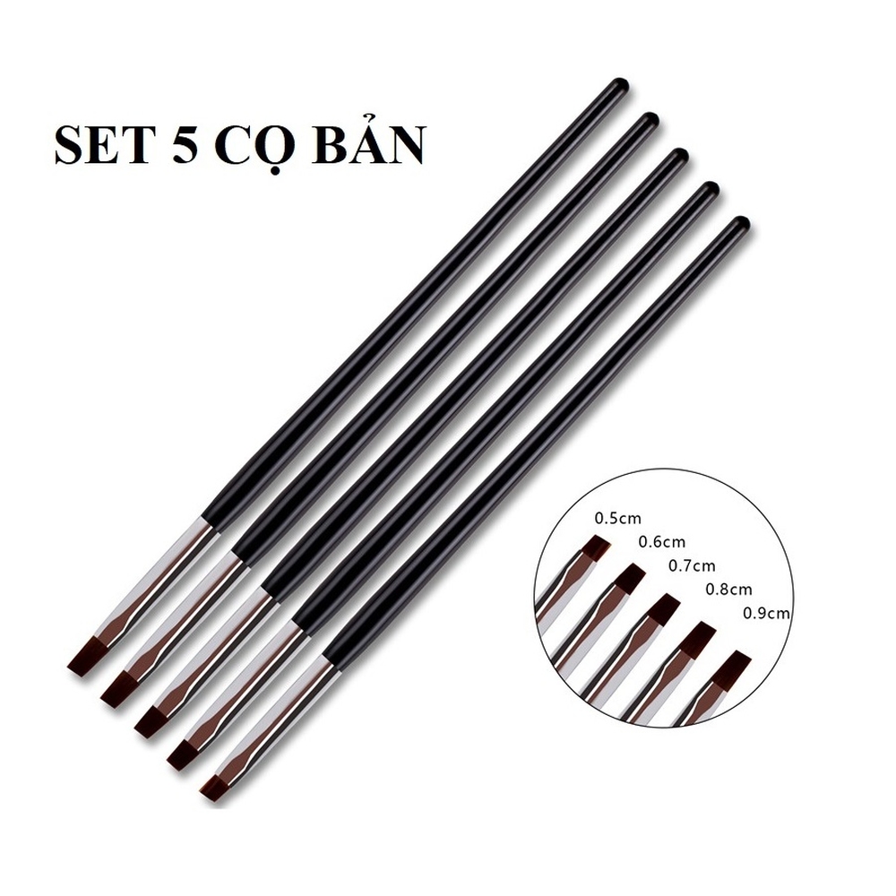 Set 5 Cọ Bản Vẽ Móng Cán Đen, Đồ Nghề Chuyên Dụng, Thiết Kế Nhỏ Gọn, Màu Đen Sang Trọng, Dụng Cụ Dễ Dùng Và Thao Tác Giúp Tiết Kiệm Thời Gian Thực Hiện Mẫu Nail Ưa Thích