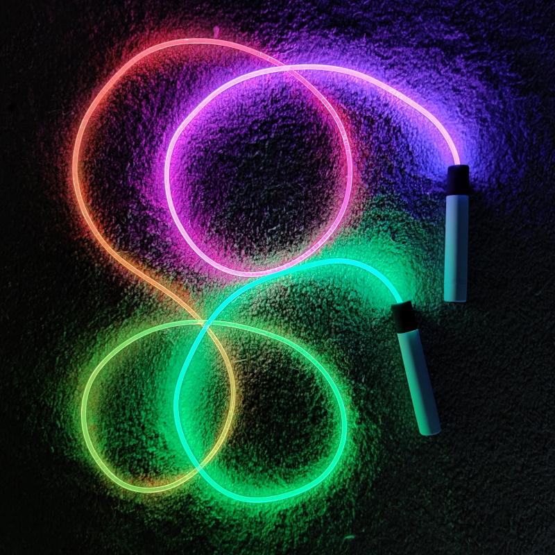Colorfull Đêm Dây Cáp Quang Dạ Quang 2.8M 4.5Mm LED Ban Đêm Nhẹ Người Lớn Trẻ Em Trẻ Em Nhảy Dây Nhảy Có Thể Điều Chỉnh