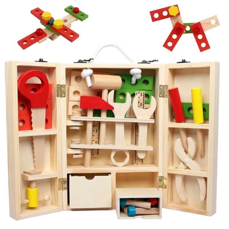Bộ đồ chơi hộp dụng cụ bằng gỗ cho bé trai