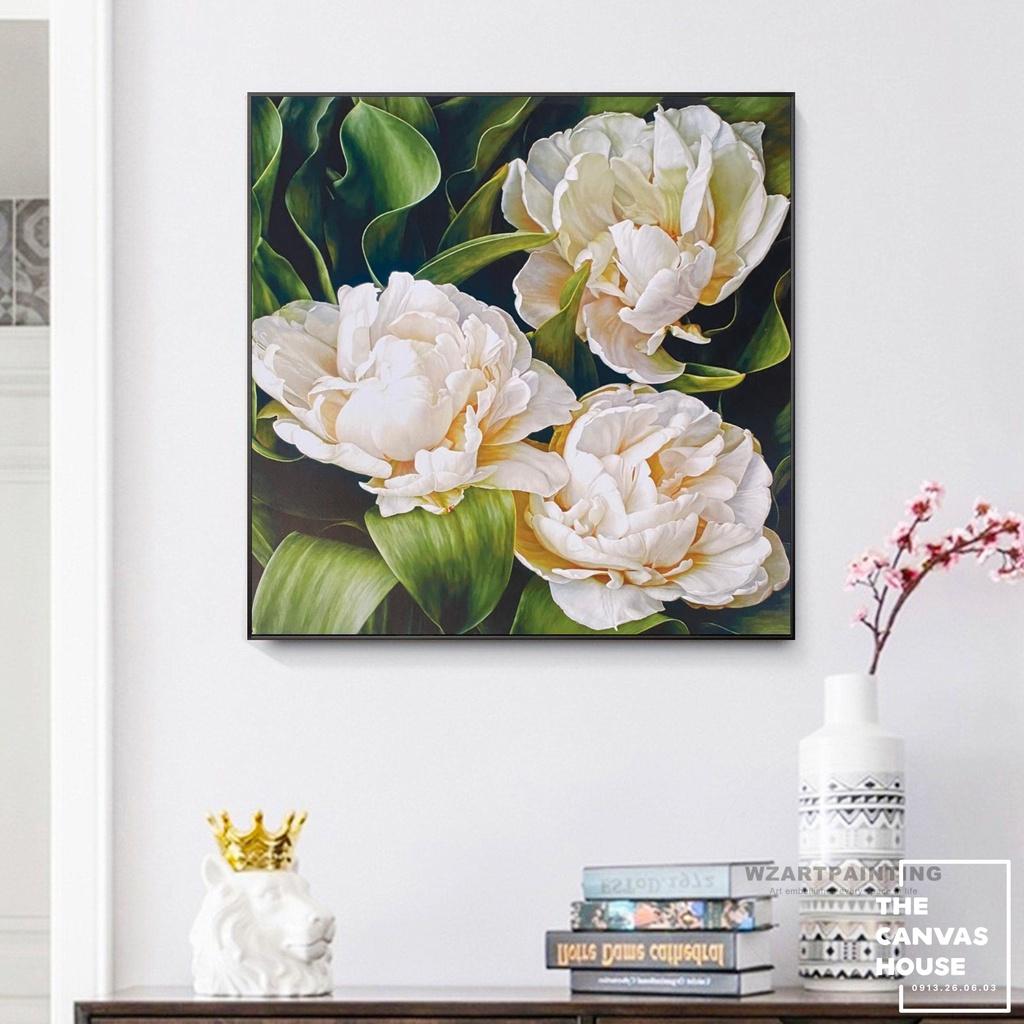Tranh Canvas Hoa Mẫu Đơn Trắng - S6N2