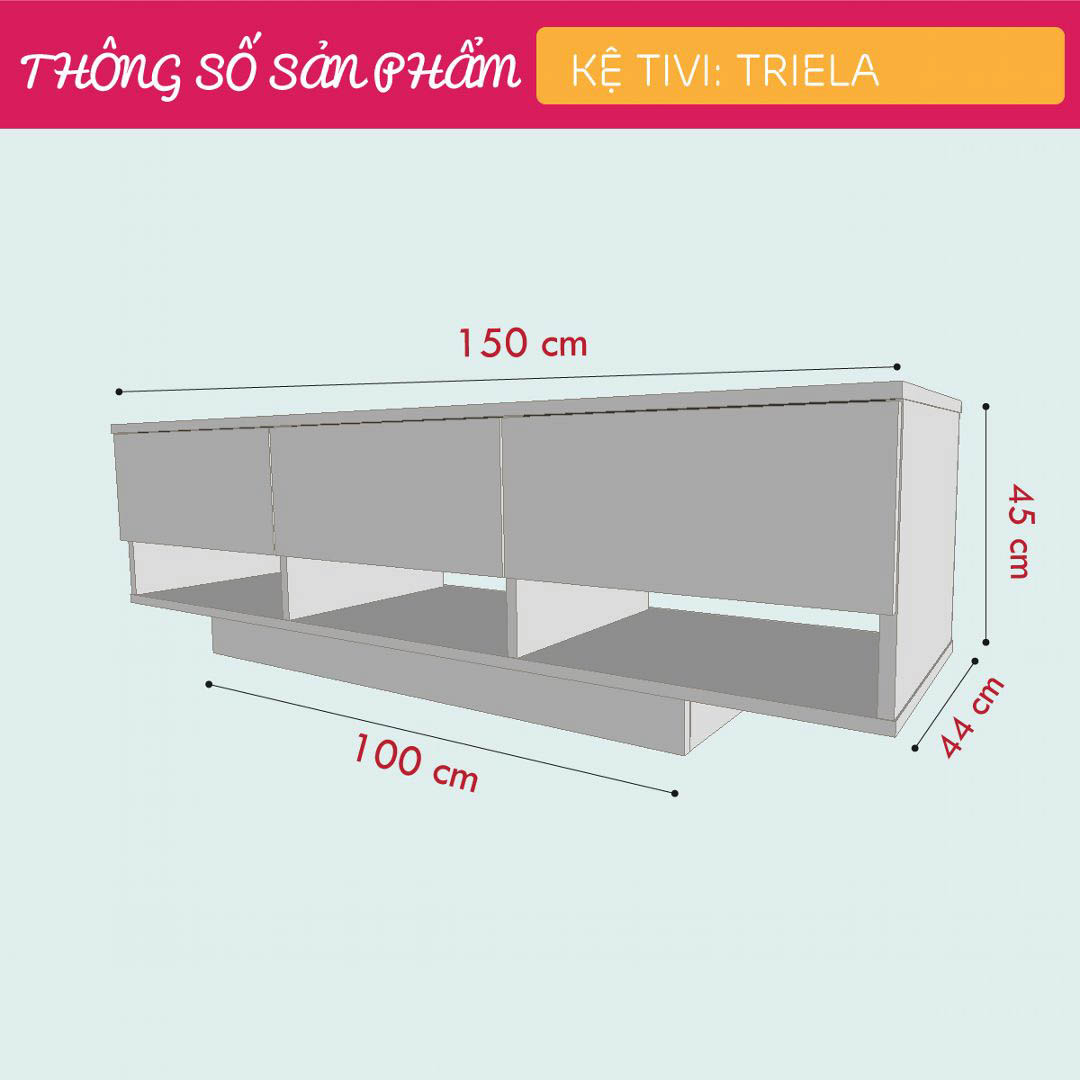 Kệ tivi gỗ hiện đại SMLIFE Triela | Gỗ MDF dày 17mm chống ẩm | D150xR44xC45cm