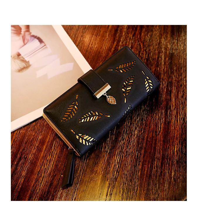 Ví dài chiếc lá/kẻ ô vuông cao cấp phong cách Hàn Quốc 2018