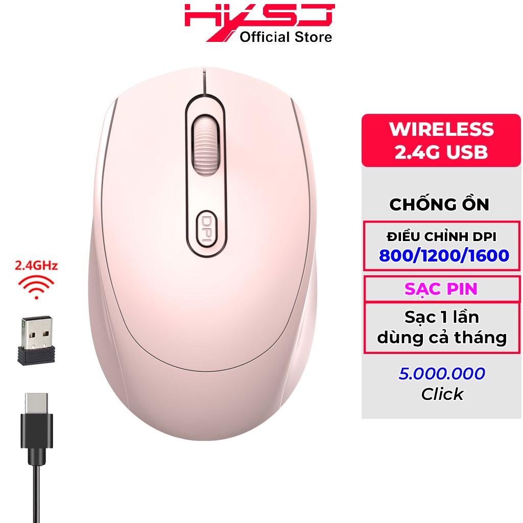 Chuột không dây HXSJ M100 wireless 2.4Ghz sạc pin, chống ồn siêu nhạy dùng cho máy tính, laptop, tivi - Hàng Chính Hãng