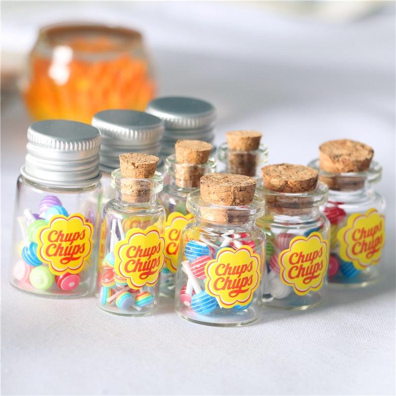 Trang trí Decor nhà cửa- Mô hình lọ kẹo mút mini trang trí nhà cửa, bàn làm việc, mô hình nhà mini