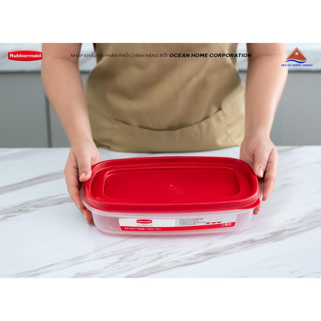 Hộp nhựa đựng thực phẩm nắp đỏ Rubbermaid USA size 1.3L