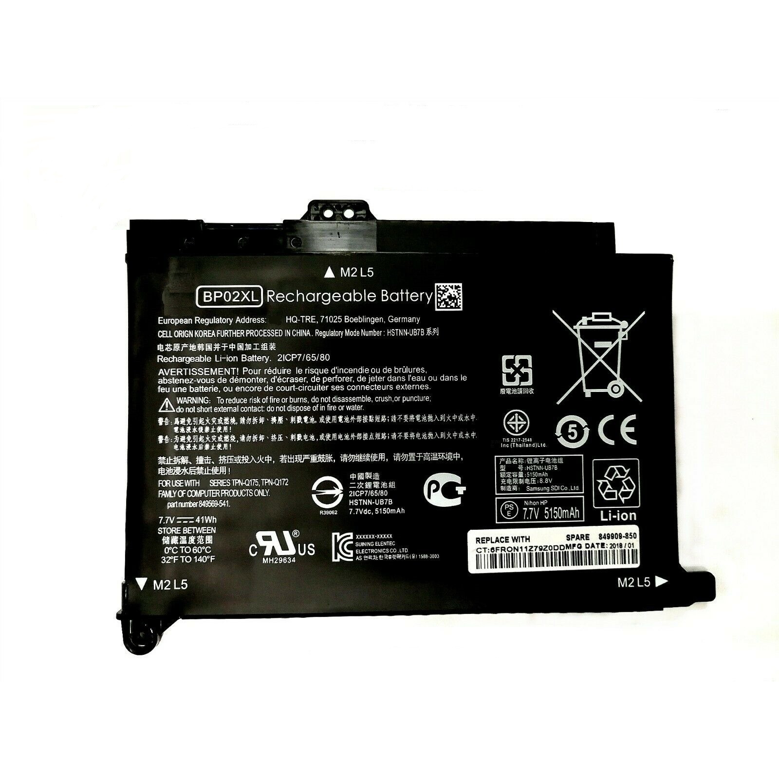 Pin dành cho Laptop HP Pavilion PC 15 15-AU000 Series 15-au004tx 15-au009tx 15-au012tx 15-au034  - BP02XL