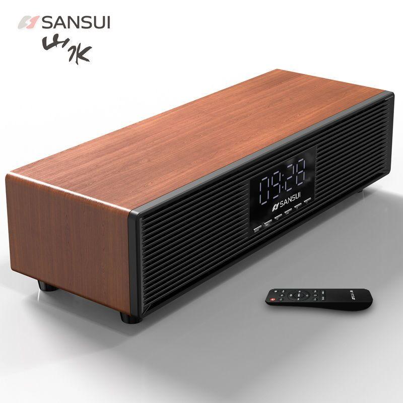 Sansui P300 Bluetooth Loa không dây Nhà hát HOME STEREO SUBWWOOTER SUBWWOWER Máy tính để bàn báo thức loa Caixa Desom Color: Brown