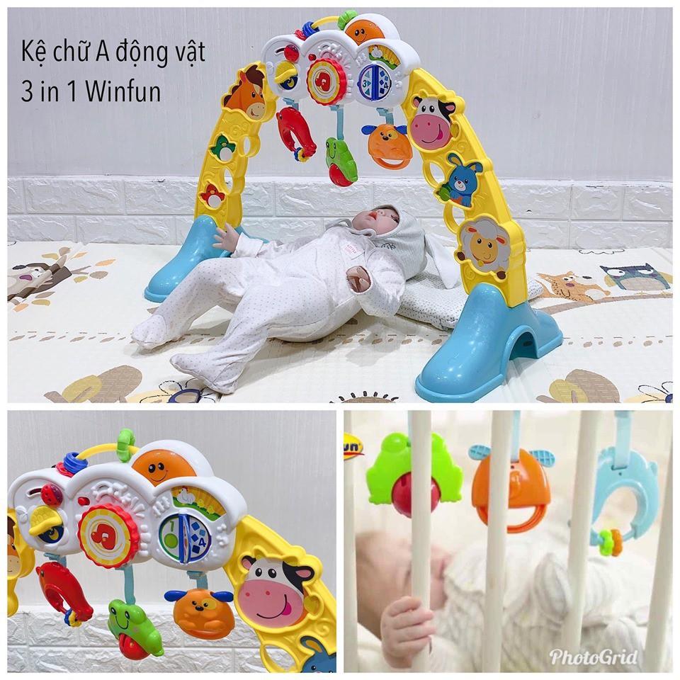 Kệ Chữ A đồ chơi đa năng, treo thành cũi có nhạc 3 in 1 hình động vật Winfun 0853 - Đồ chơi cho bé sơ sinh tới 1 tuổi