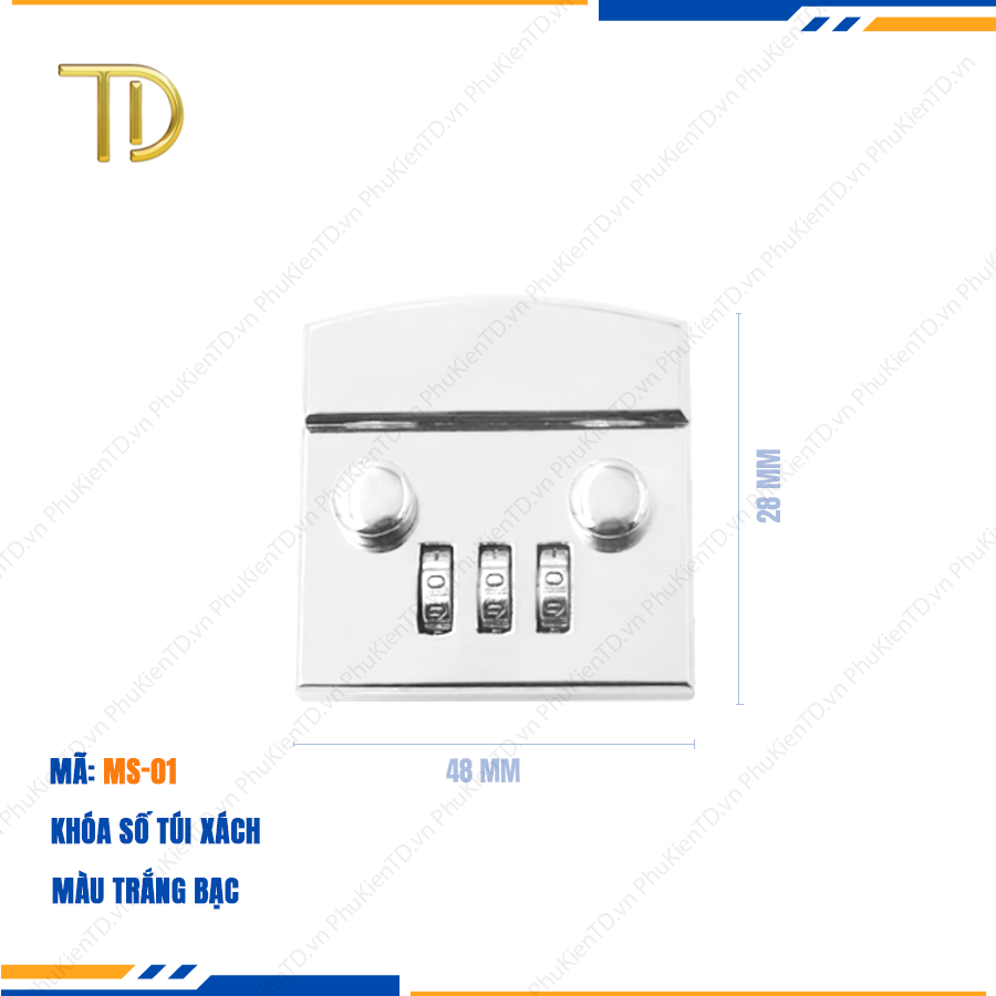 Khóa số túi xách, Khóa 3 số túi xách cao cấp công nghệ mạ điện độ bền 5-8 năm