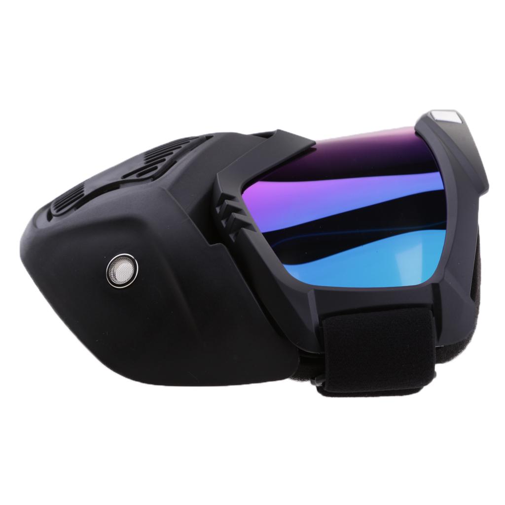 2x Motorcycle Riding Helmet Windproof Face Mask Detachable Goggles Colorful