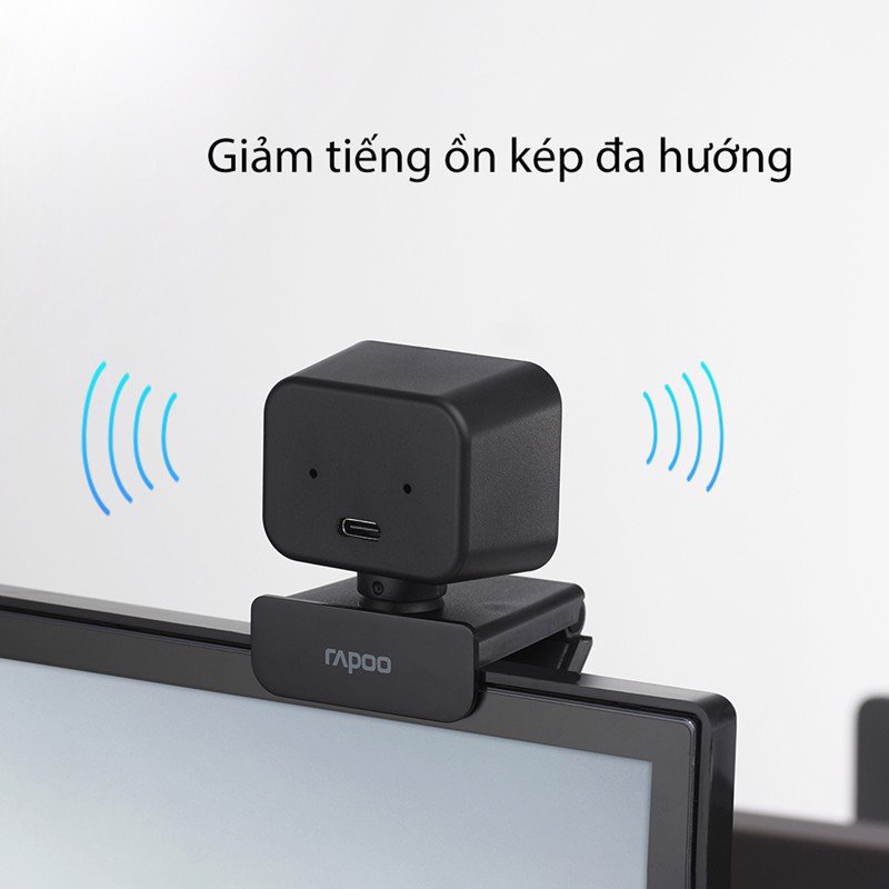 Webcam FullHD 1080p Micro Khử Ồn Kép, Tích Hợp Đèn Led RAPOO C270L - Hàng Chính Hãng