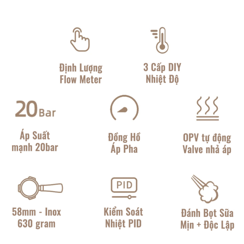 Máy pha cà phê bán tự động 4 trong 1 thương hiệu Nga cao cấp DSP KA3107 - Áp suất 20bar - Hàng Nhập Khẩu