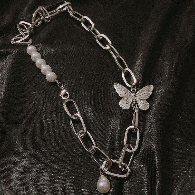 Vòng cổ Kim Loại Hình Bướm Đính Ngọc Trai Nhân Tạo Thời Trang