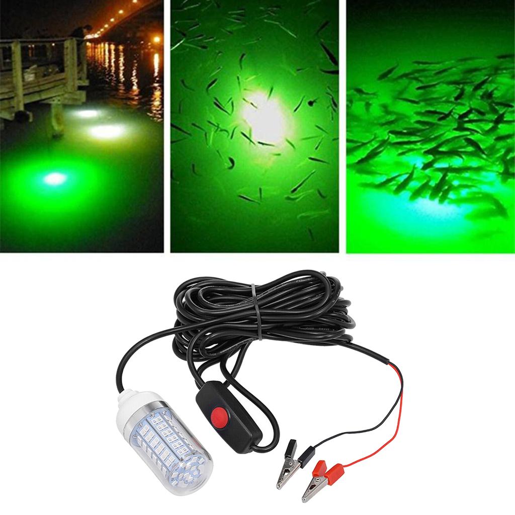 2xIP68 Waterproof 12V Led Green Underwater Fishing Light Attract Prawns Squid Lamp