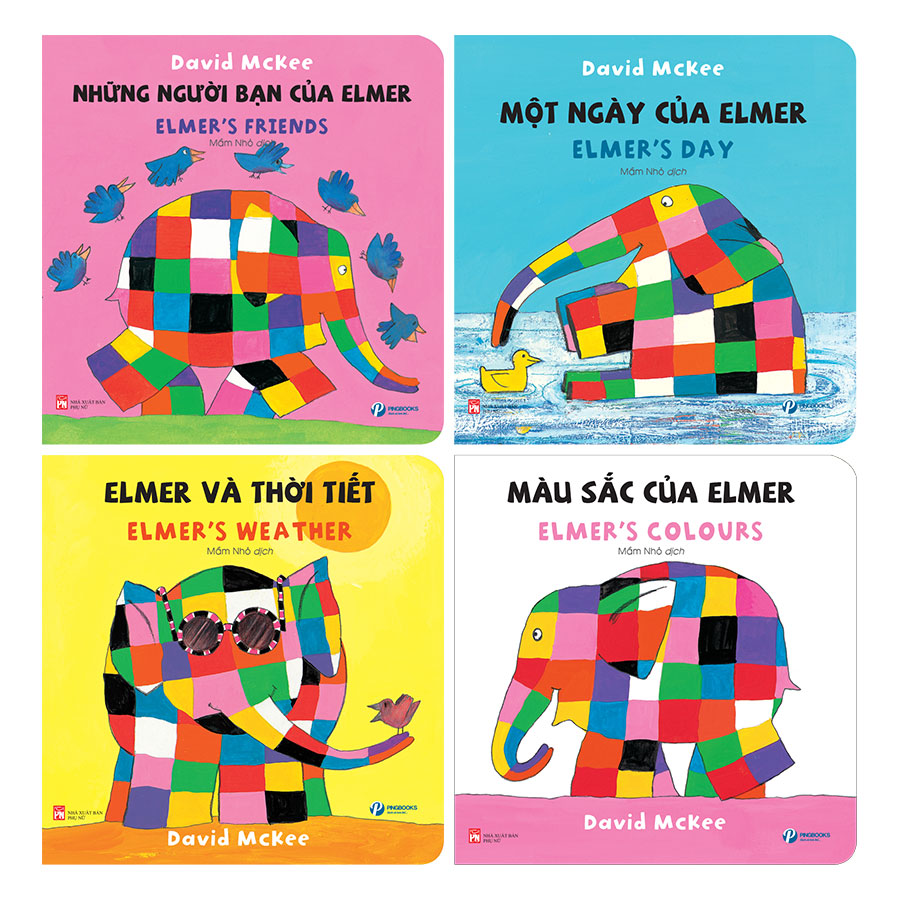 Combo Bộ Sách Song Ngữ: Elmer’s Board Book (4 Cuốn)