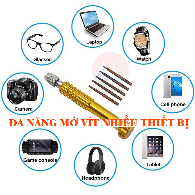 Bộ Tua Vít Sửa Điện Thoại 5 Trong 1 Đa Năng, Mở Điện Thoại Máy Ảnh Laptop, tô vít 5 cạnh mở Macbook, nhỏ mini, tuốc nơ vít cao cấp CuuLongstore