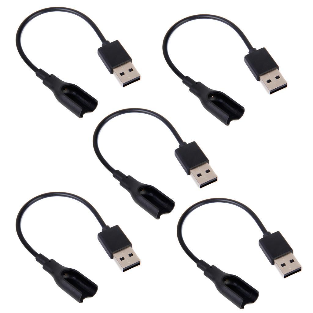 5Pack USB Charging Charge Cable Cord for Xiaomi Mi Band 1 Smart Watch Black