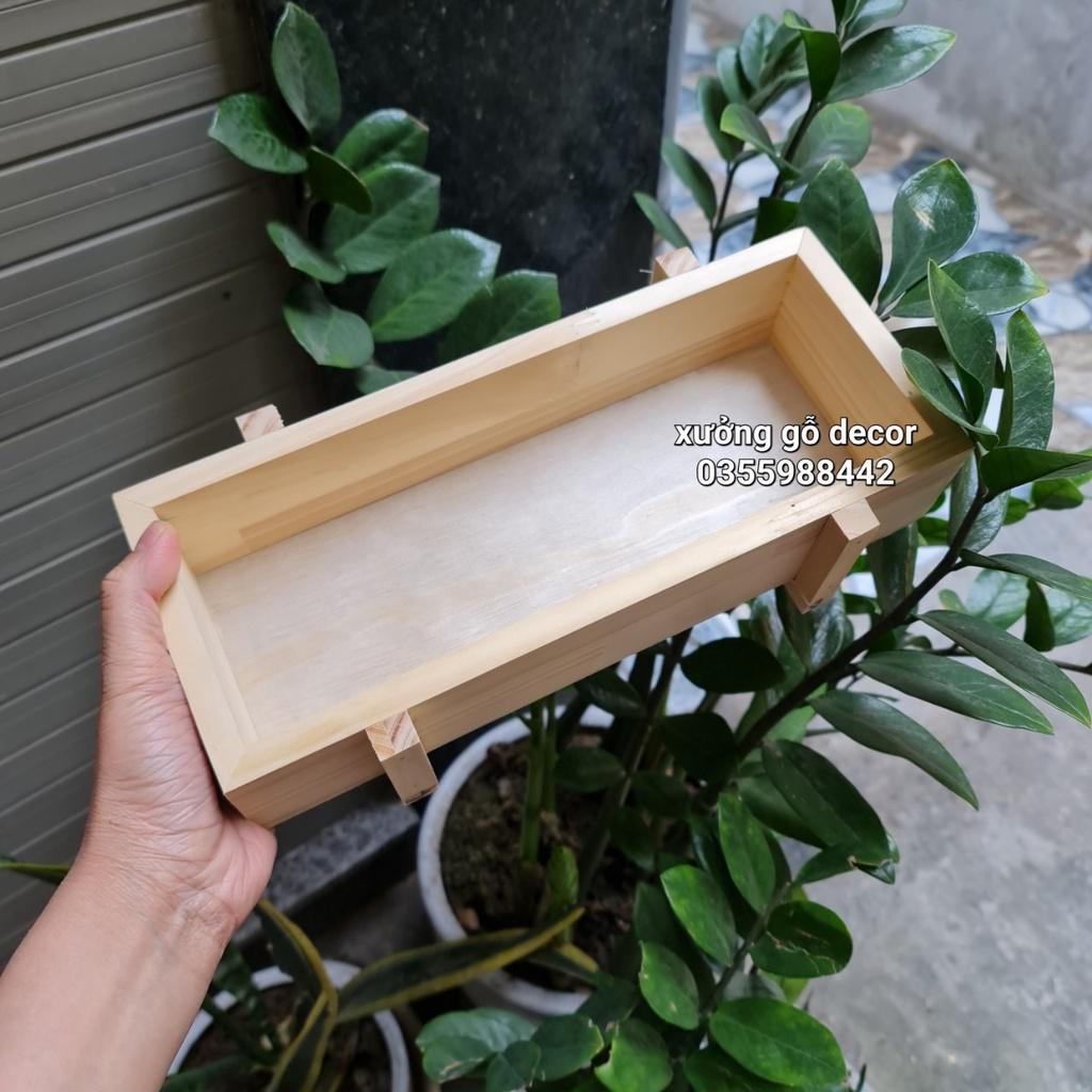 Khay Gỗ Trồng Cây, Đựng Đồ Chậu Trồng Cây Cảnh - Sen Đá - Xương Rồng - Hoa nhỏ