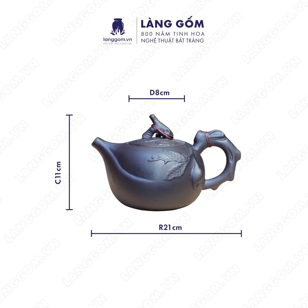 Bộ ấm chén đất nung quả đào - Men mộc - Gốm sứ Bát Tràng - langgom.vn