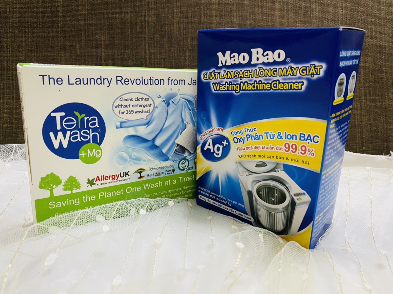 Combo túi giặt thay thế xà phòng Terra Wash + bột tẩy lồng máy giặt Mao Bao - Tặng Baking Soda