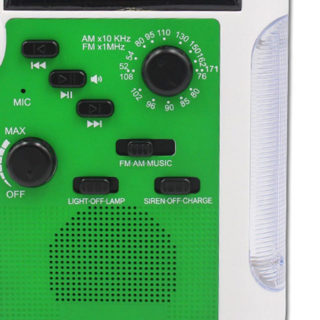 Solar Crank AM/FM NOAA Weather Radio LED Light Cellphone Charger Green