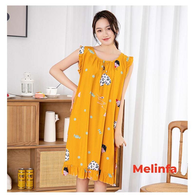 Váy ngủ, đầm ngủ, đầm mặc nhà nữ tính chất vải lanh lụa cotton tự nhiên thoáng mát nhiều màu mã VAV0226