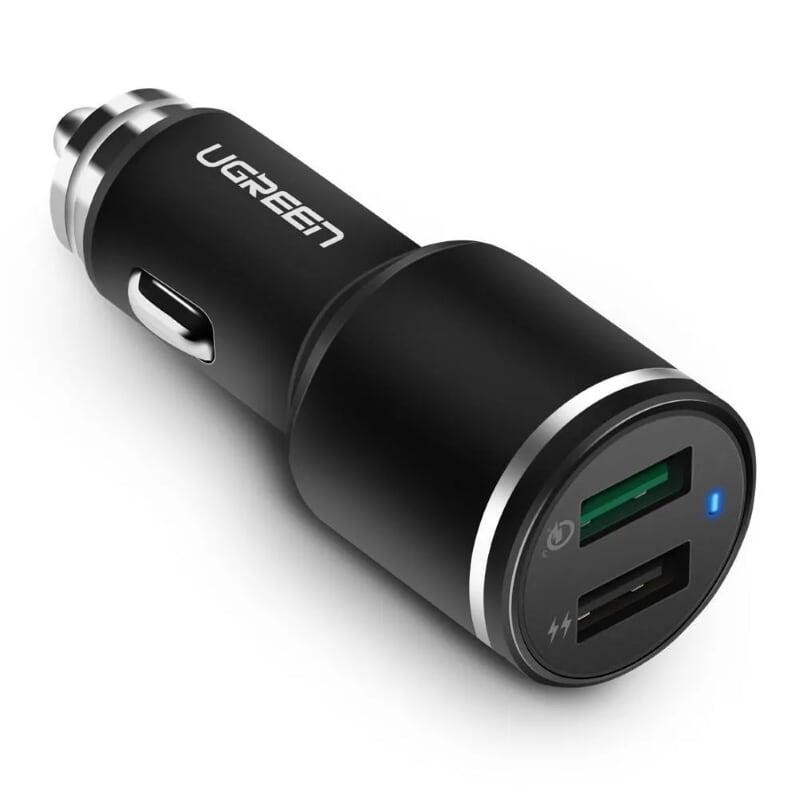 Ugreen UG50421CD130TK QC3 30W 5.4A màu đen sạc xe hơi hỗ trợ usb quick charge 3.0 3A và iSmart 2.4A - HÀNG CHÍNH HÃNG