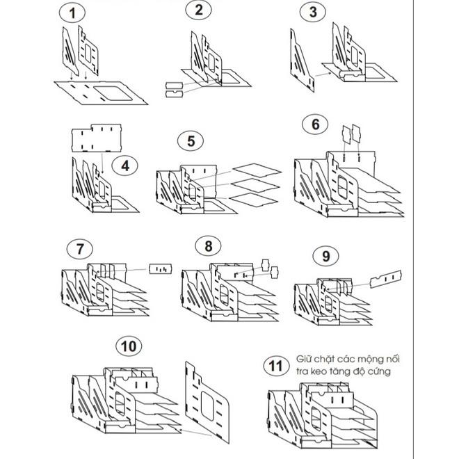 Kệ (Giá) đựng tài liệu,hồ sơ, sách vở, bút, đồ dùng đa năng chất liệu gỗ nhựa cao cấp chịu lực tốt, chống ẩm mốc - MS 05