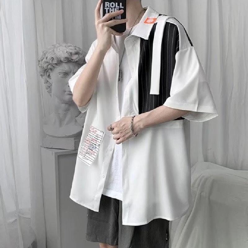Áo Sơ Mi Tay Ngắn Kẻ Sọc Thời Trang Hàn Quốc Cho Nam